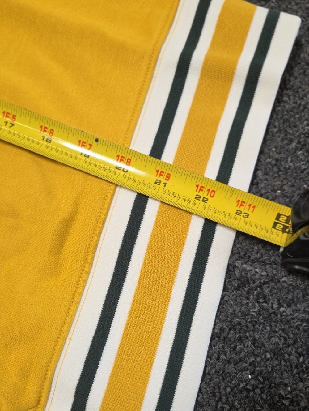 (#2C) Champion Mustard Yellow Crewneck Sweatshirt with Striped Hem - Picture 9 of 9